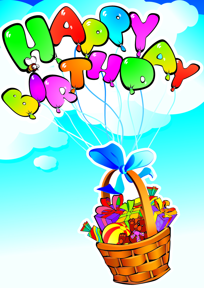 free vector Vector cute cartoon happy birthday