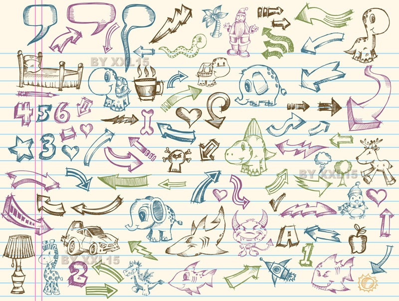 free vector Vector elements of a collection of handpainted 1
