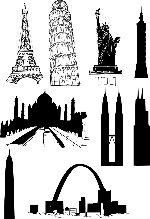 free vector Vector famous buildings