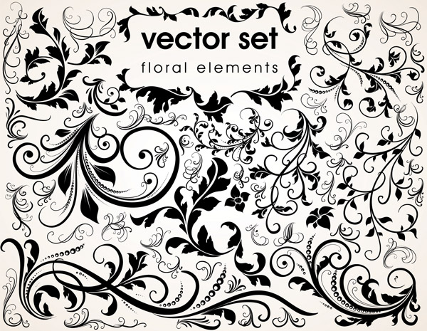 free vector Vector Floral Elements and Vintage Backgrounds