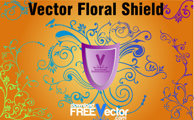 free vector Vector Floral Shield