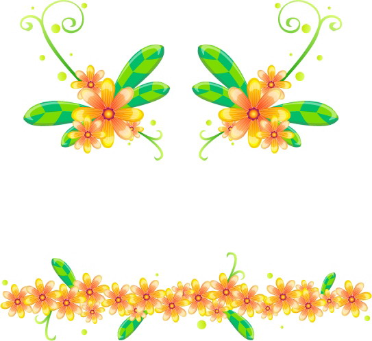 free vector Vector flowers and lace pattern