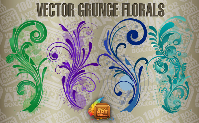 free vector Vector Free Grunge Florals