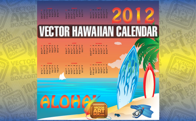 free vector Vector Hawaiian Calendar