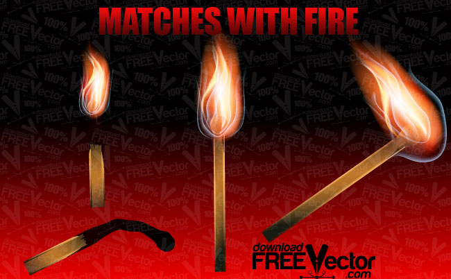 free vector Vector Matches With Fire