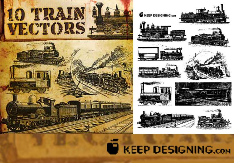 free vector Vector old European train		