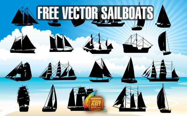 free vector Vector Sailboats Silhouettes