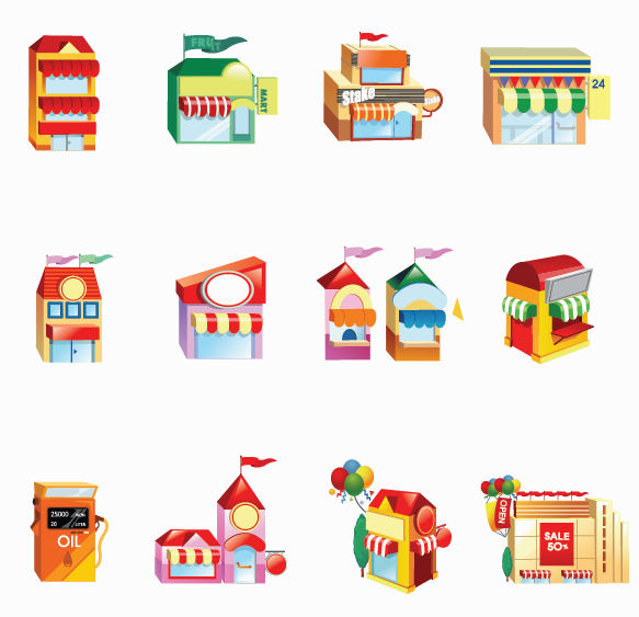 Shop Building Icon Set (19739) Free EPS Download / 4 Vector
