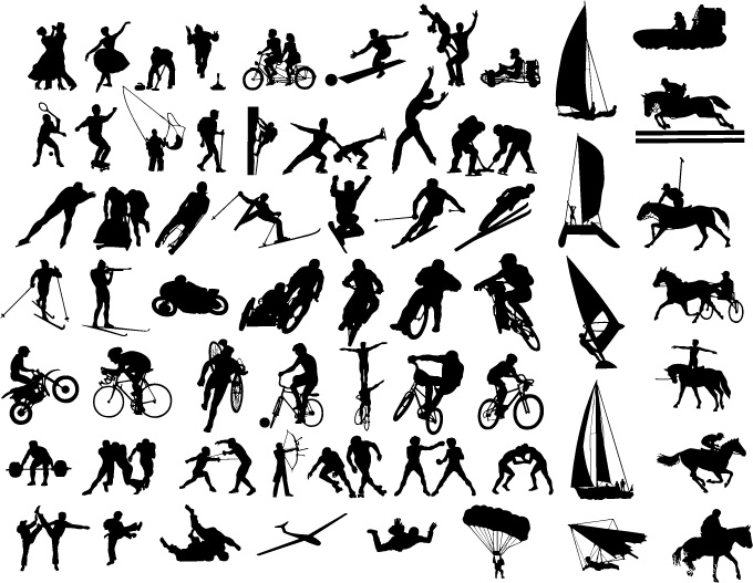free vector Vector silhouettes of various sports action