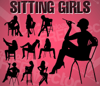 free vector Vector Sitting Girls