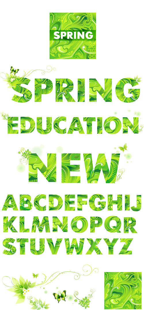 free vector Vector spring green letters