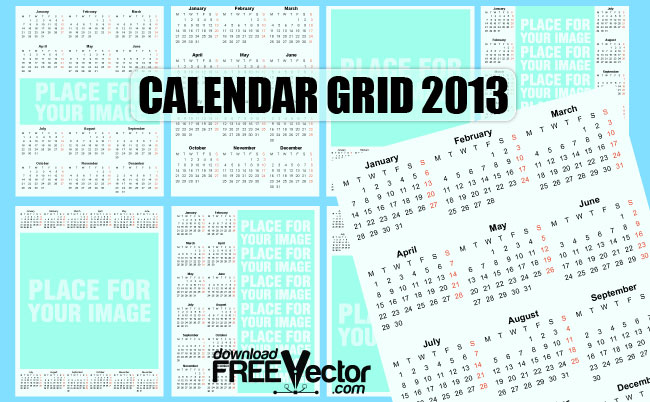 free vector Vector Template Calendar 2013