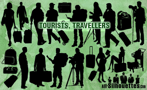 free vector Vector Tourists Travelers Silhouettes