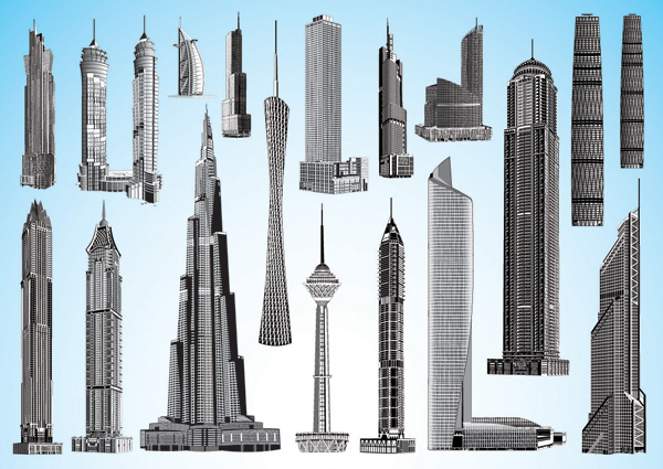 free vector Vector world famous highrise buildings