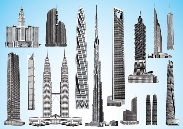 free vector Vector world famous highrise buildings