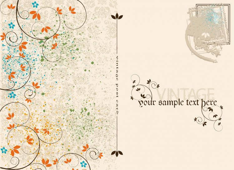 free vector Vintage postcards and stamps 02 vector
