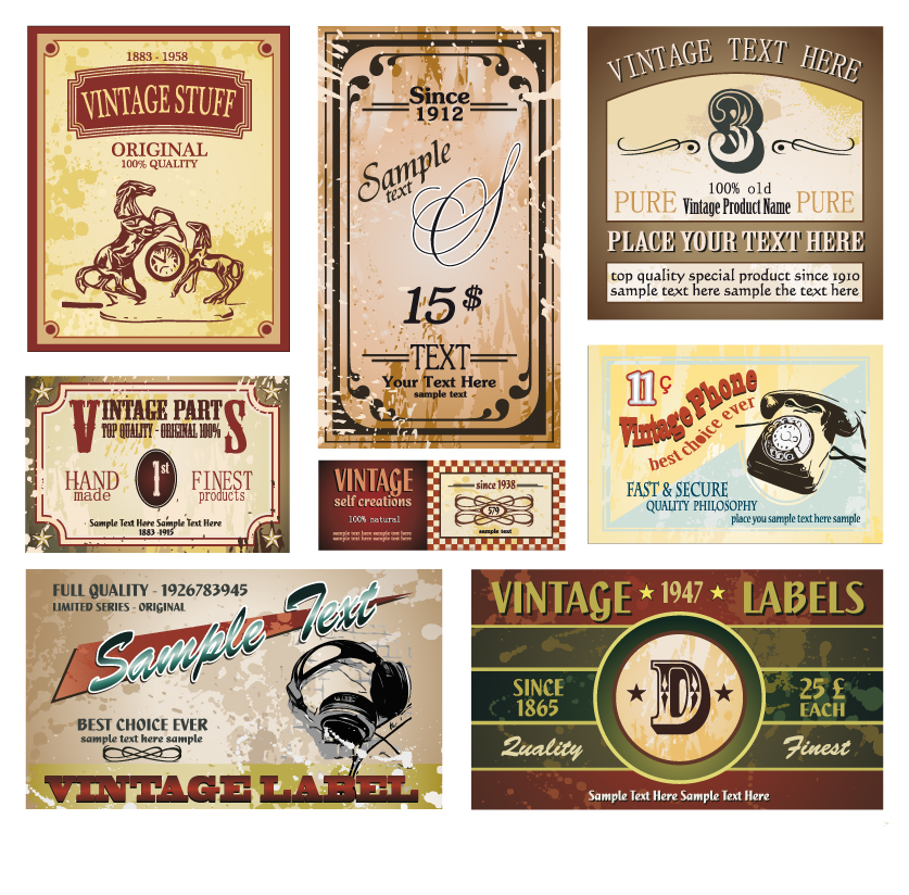 free vector Vintage wine label collection 05 vector