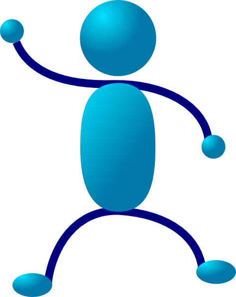 free vector Waving Blue Stick Man clip art