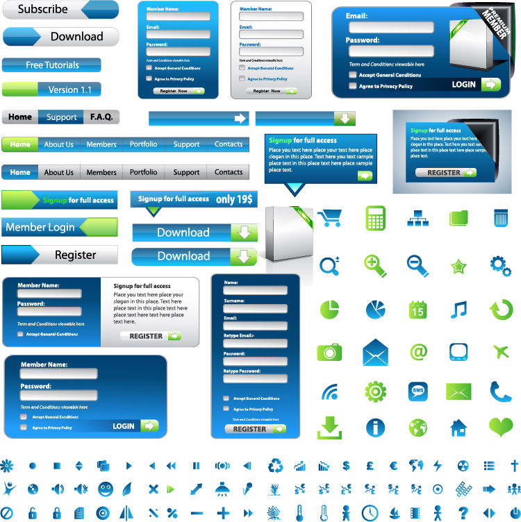 Web Design Elements Set (7495) Free EPS Download / 4 Vector