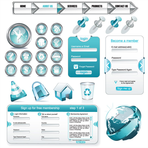 Web design elements used (6128) Free EPS Download / 4 Vector