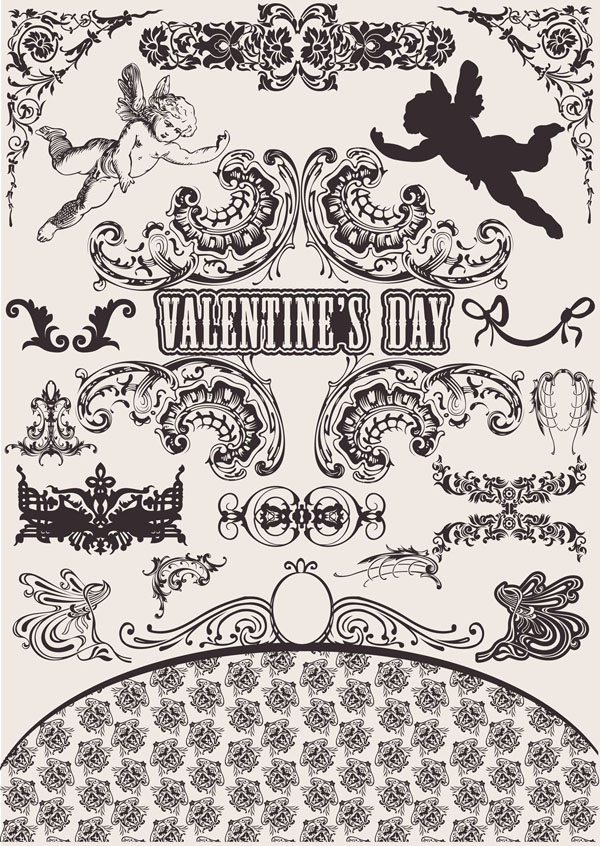 free vector Wedding Lace Pattern Vector Material Marriage Wedding Angels