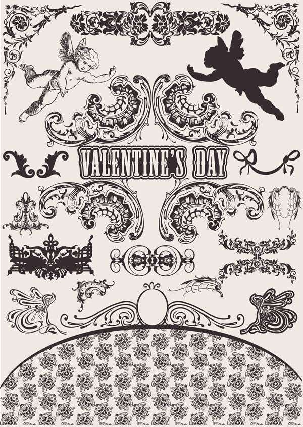 Wedding lace pattern vector Free Vector / 4Vector