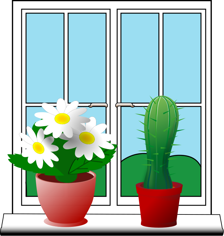 free vector Window with plants