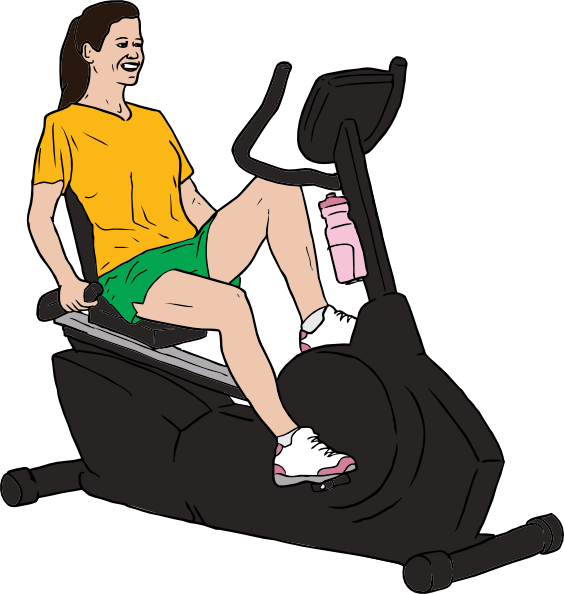 free vector Woman On Exercise Bike clip art