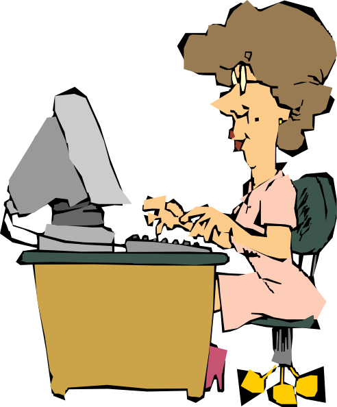 free vector Woman Using A Computer clip art