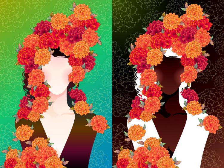 free vector Woman with flowers vector 2