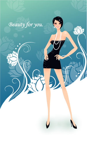 free vector Women and fashion pattern vector plant 1