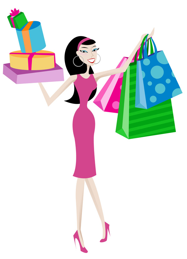 free vector Women shopping vector material