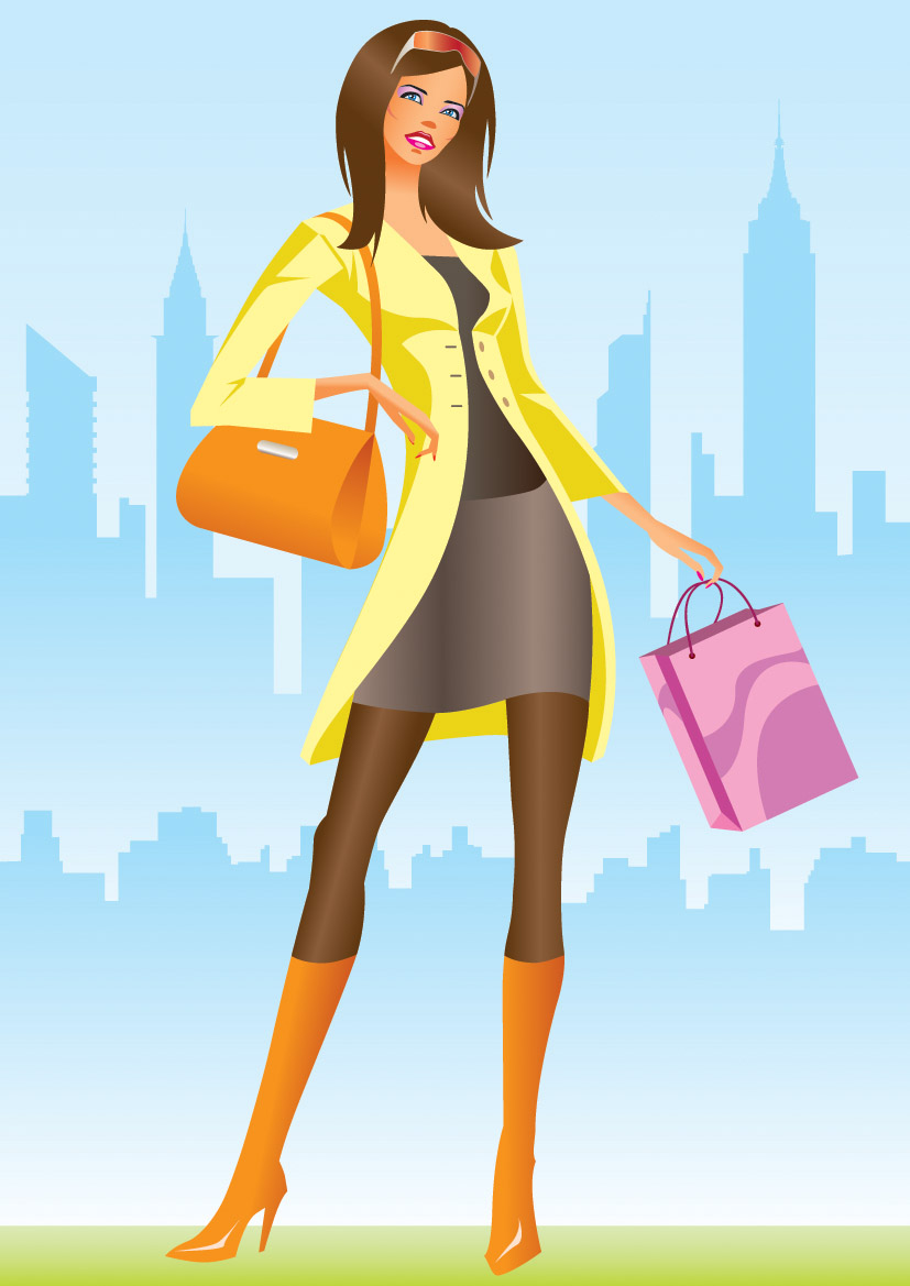 Download Women vector fashion shopping Free Vector / 4Vector