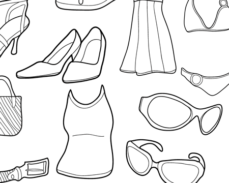 free vector Women wear clothing line drawing vector goods