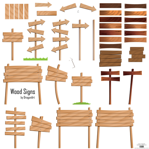 Download Wood Signs Set (14641) Free EPS, SVG Download / 4 Vector