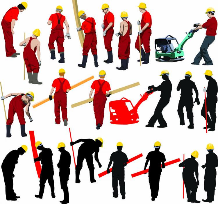 free vector Workers with the silhouette image 04 vector