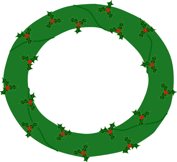 free vector Wreath Of Evergreen, With Red Berries clip art