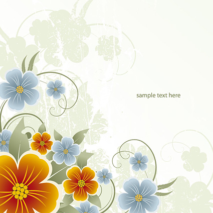 free vector Yellow and blue flowers vector material