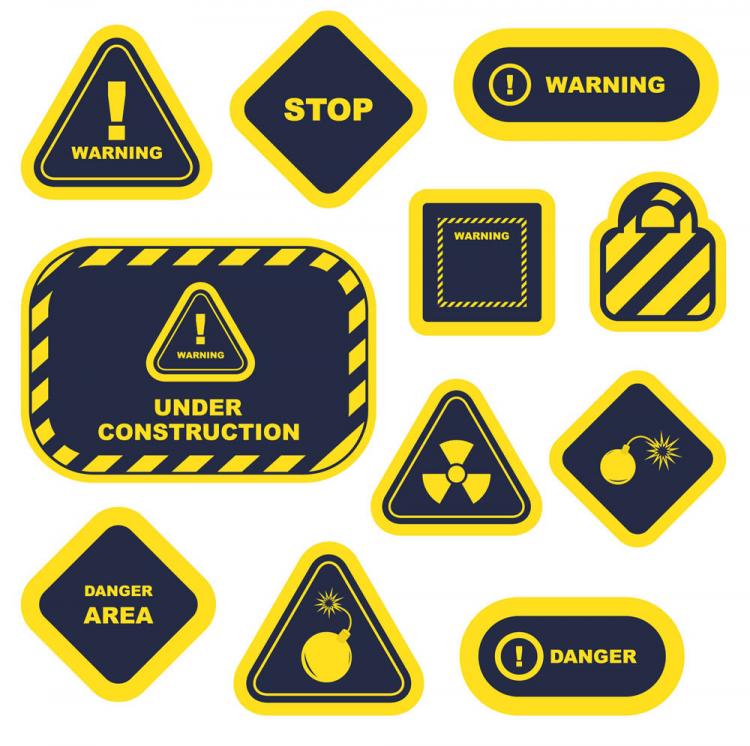 free vector Yellow warning signs and labels 02 vector