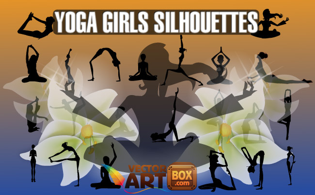 free vector Yoga Girls Silhouettes