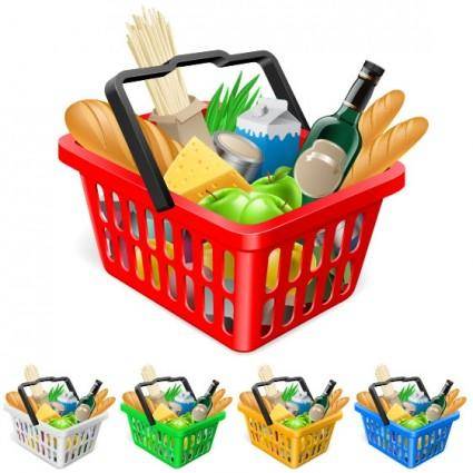 Fruits and vegetables and shopping basket 03 vector