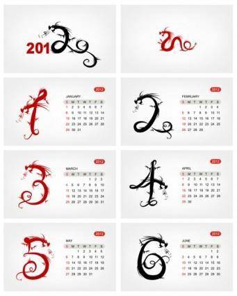 2012 calendar template 04 vector
