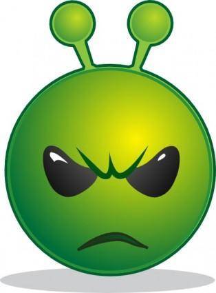 Smiley Green Alien Unhappy clip art