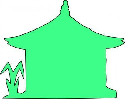 House With Plants Outline clip art