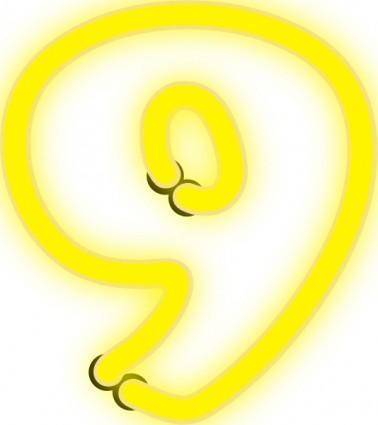 Neon Numerals With Number 9 clip art