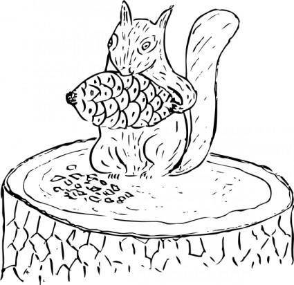 Squirrel Eating Pine Cone clip art