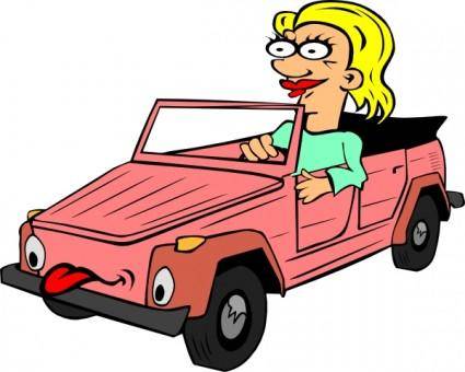 Girl Driving Car Cartoon clip art