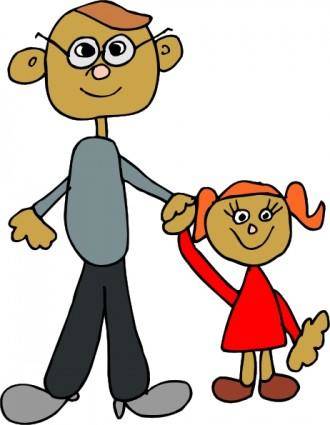 Dad Holding Daughters Hand clip art