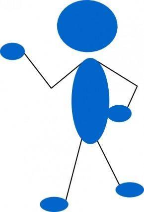 Pointing Blue Stick Man clip art