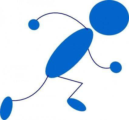Running Blue Stick Man clip art